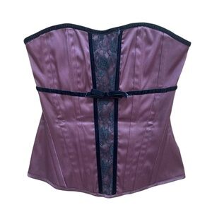Vintage Y2K Charlotte Russe Corset Purple & Black Satin Velvet Lace Size Medium
